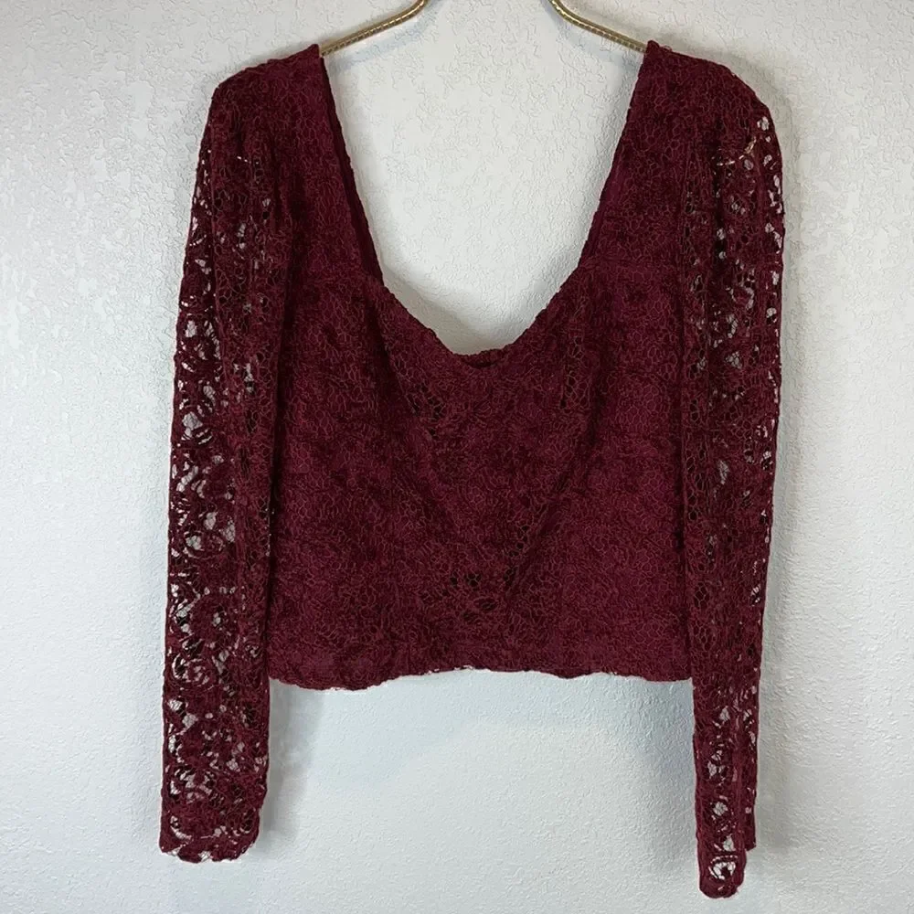 NWT Anthropologie Sweetheart Lace Top Medium Wine
